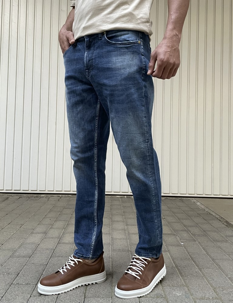 Ανδρικό ελαστικό Τζιν Παντελόνι Πλυμένο πεντάτσεπο με κουμπιά OD51321 φωτογραφία